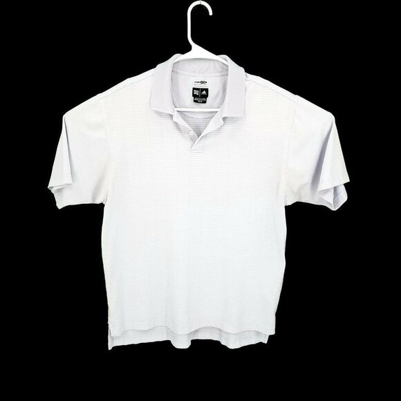Adidas ClimaLite Lavender Striped Pullover S/S Golf Polo Shirt Mens Medium - Picture 1 of 4